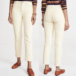 DL1961 Mara Straight Mid Rise Instascult Ankle Corduroy Pants in Meringue Sz 29